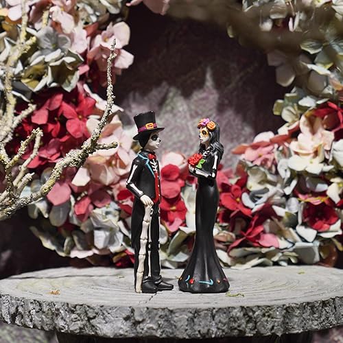 Miniatura 4 de Decoración de Halloween del Día de los Muertos, decoración de esqueleto para parejas, figuras de calavera de azúcar Día de los Muertos, decoración