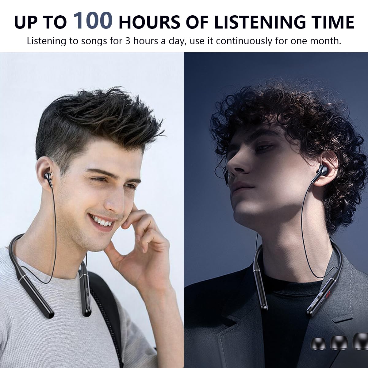 Słuchawki Bluetooth z pałąkiem na kark HIFI bezprzewodowe magnetyczne słuchawki douszne, lekkie słuchawki stereo, sportowy zestaw słuchawkowy z wyświetlaczem poziomu baterii, do biegania,