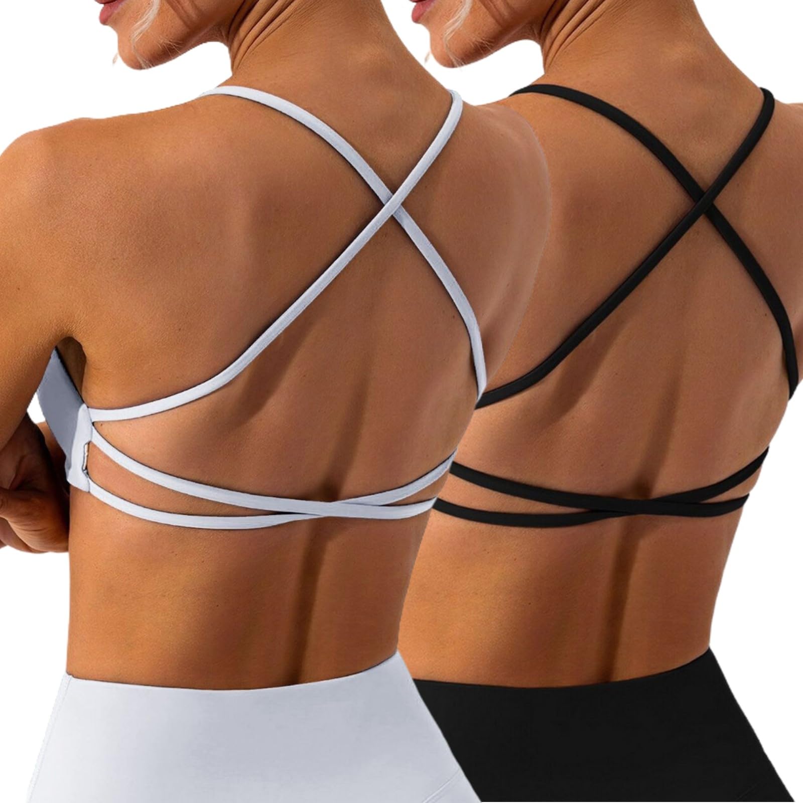Vertvie Reggiseno Sportivo Senza Scoperta Donna Incrociato Dietro Palestra Sexy Imbottito Senza Ferretto Scollo A V Push Up Reggiseno Yoga Backless Top Palestra Donna Fitness Allenamento
