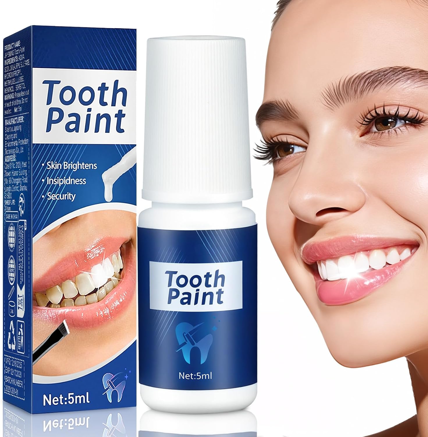 Tooth Paint - Instant Teeth Whitening Paint for Yellow Teeth, Smokers and Coffee Lovers, Creates a Dazzling White Smile in Minutes