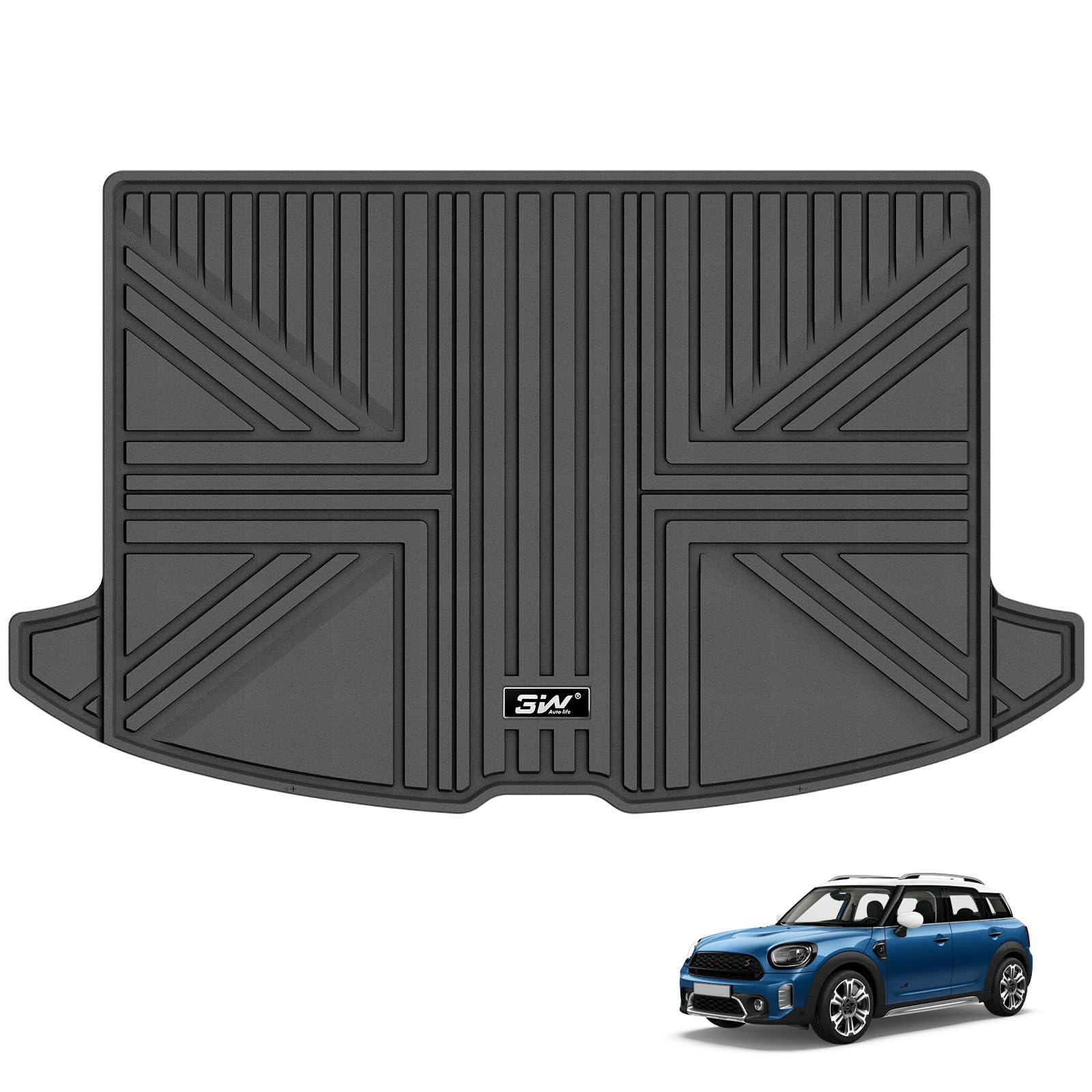 3W Mata do bagażnika Mini Countryman F60 (hybrydowa) 2017-2024, 5-drzwiowa, na każdą pogodę, przyjazne dla psów, maty do bagażnika TPE, wodoodporne, antypoślizgowe, łatwe do czyszczenia, akcesoria
