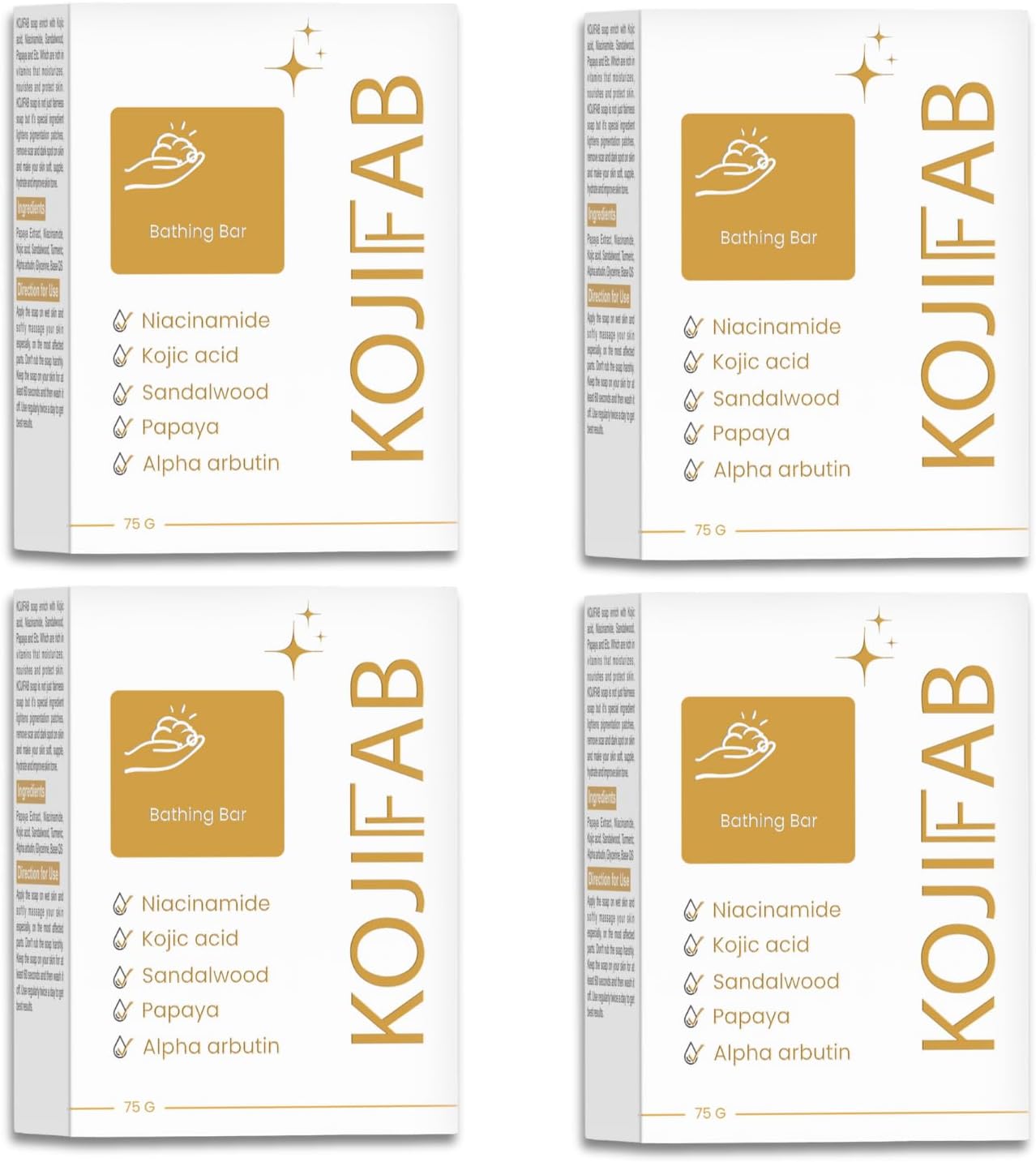 - Glycerin Soap with Kojic Acid, Niacinamide & Sandalwood | For Skin Lightening, Sun damage & Reduces Dark Spot | Deep Moisturizing Bath Soap | for Men & Women | 75 Gm (Pack of 4)
