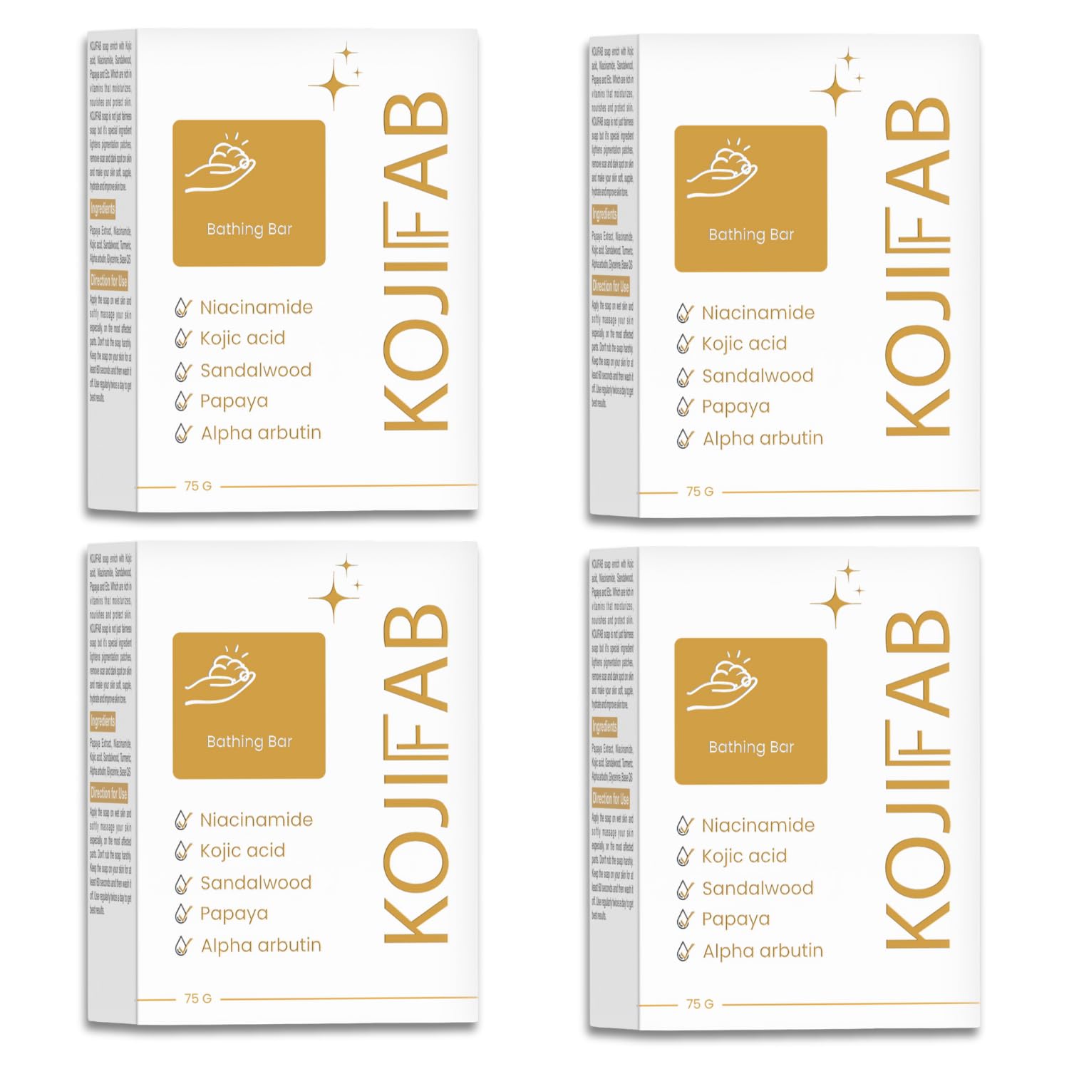 Glycerin Soap with Kojic Acid, Niacinamide & Sandalwood | For Skin Lightening, Sun damage & Reduces Dark Spot | Deep Moisturizing Bath Soap | for Men & Women | 75 Gm (Pack of 4)