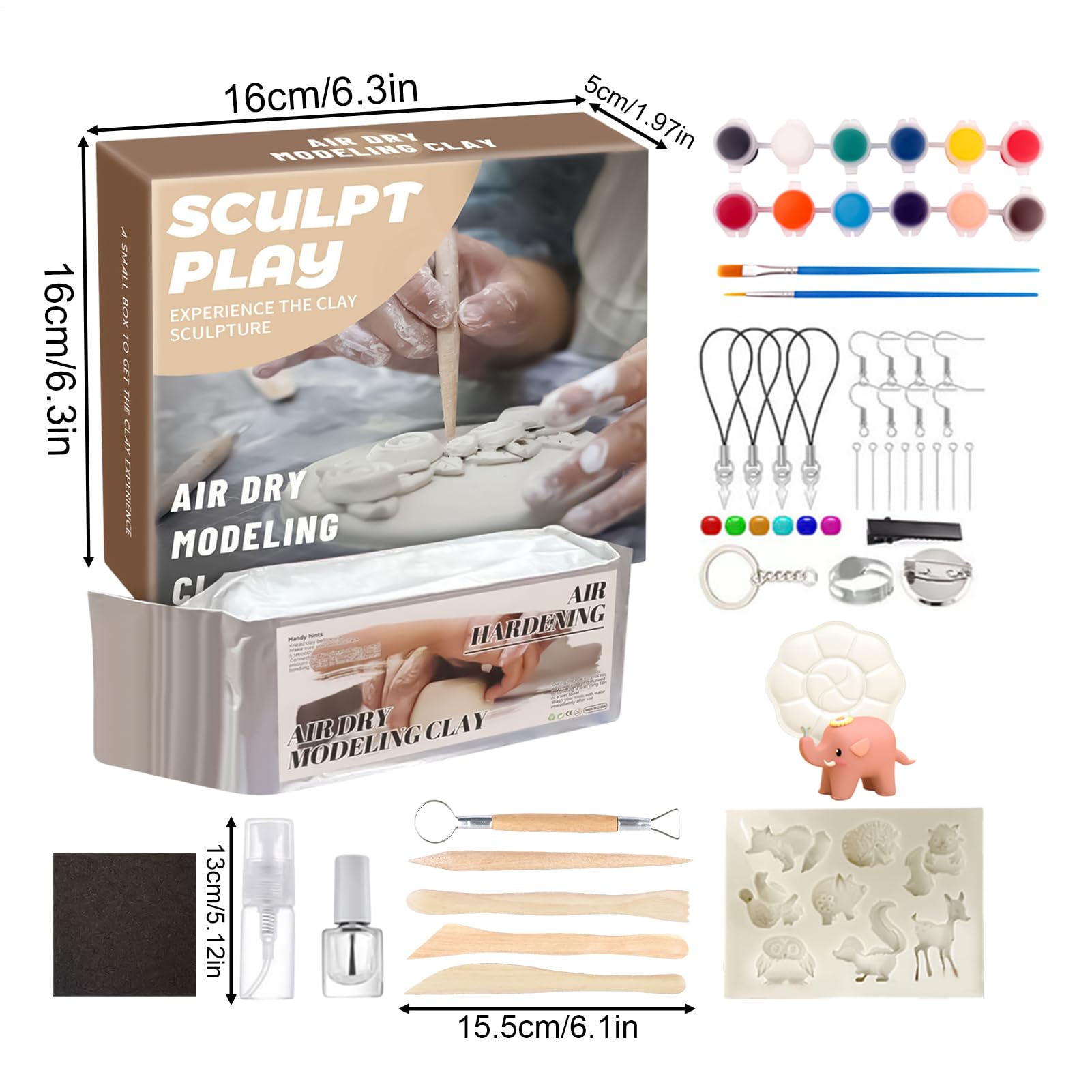 Plastilina Para Niños Arcilla Secado al Aire Segura y Suave con 12 Colores | Materiales para Cerámica y Manualidades Escolares y Regalos San Valentín Cumpleaños Navidad Aula