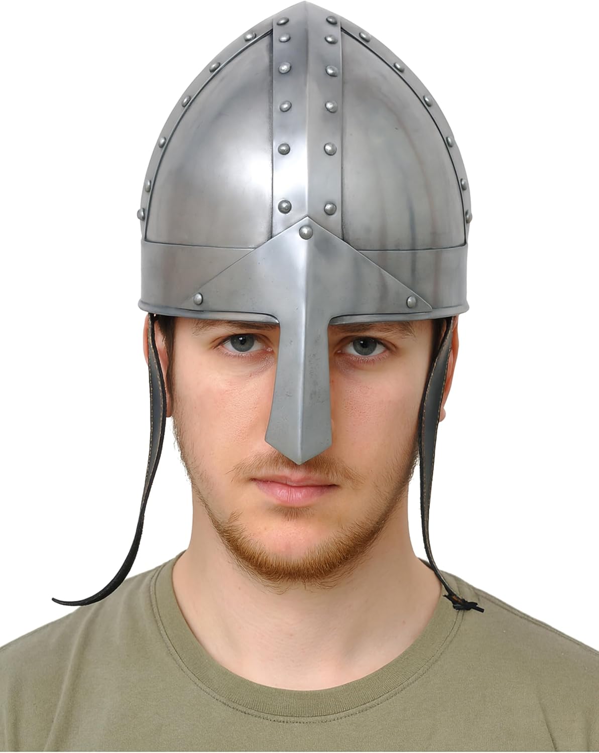 Medieval Nasal Norman Helmet - Silver Reenactment, LARP and Cosplay Armor for Viking, Knight and Spartan Costume