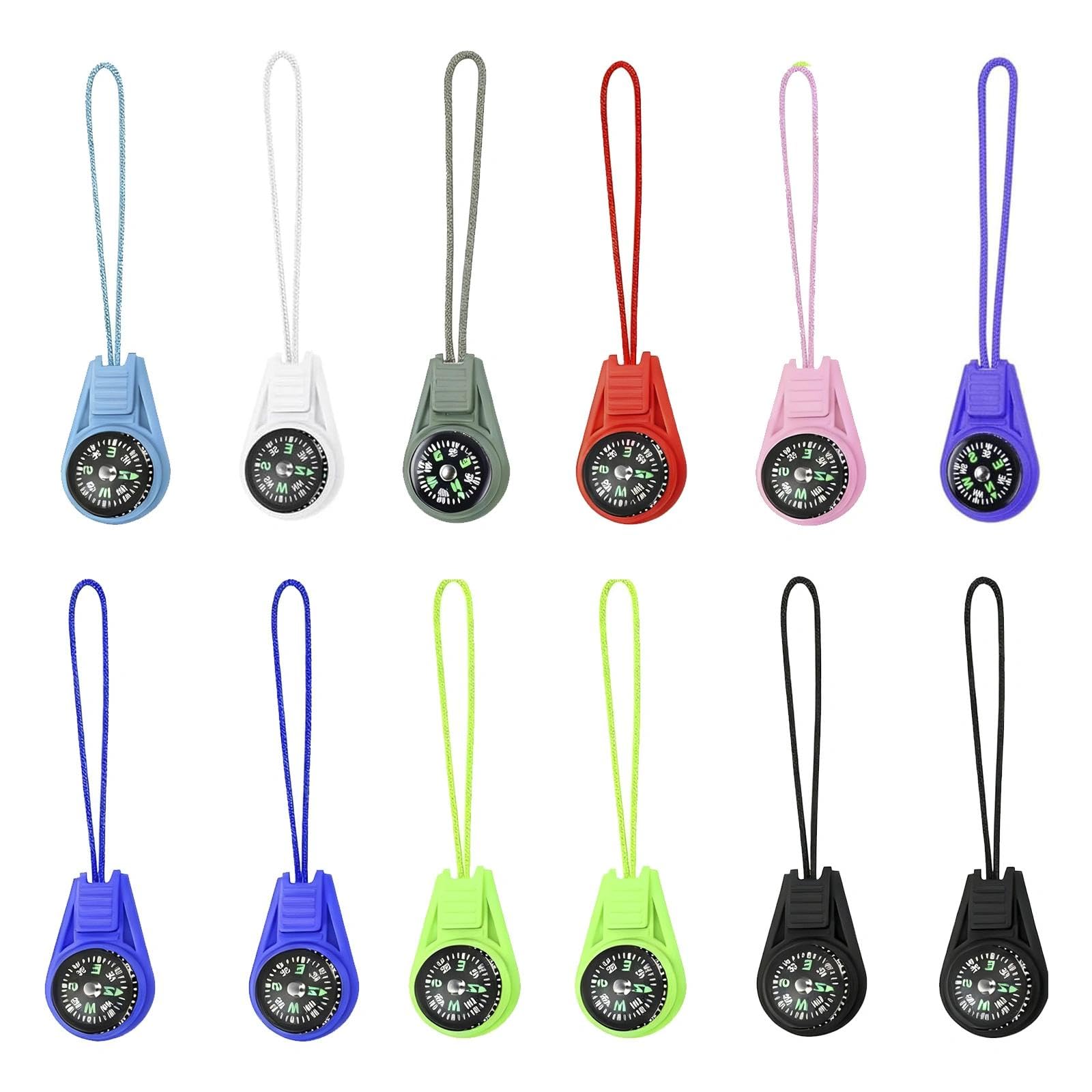 12 Pieces Kids Compass, Multi-Color Compass Keyring, Mini Compasses, Suitable for Camping and Party, Hiking
