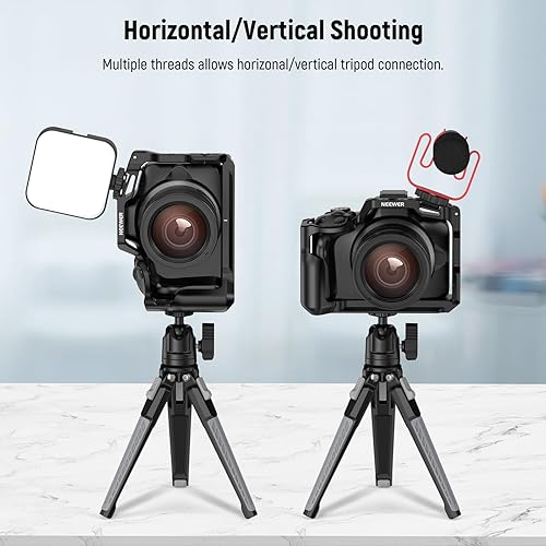 Miniatura 7 de NEEWER Jaula para cámara R50 compatible con Canon EOS R50, plataforma de video de aluminio con riel OTAN, roscas de 14", agujeros ARRI de 38",