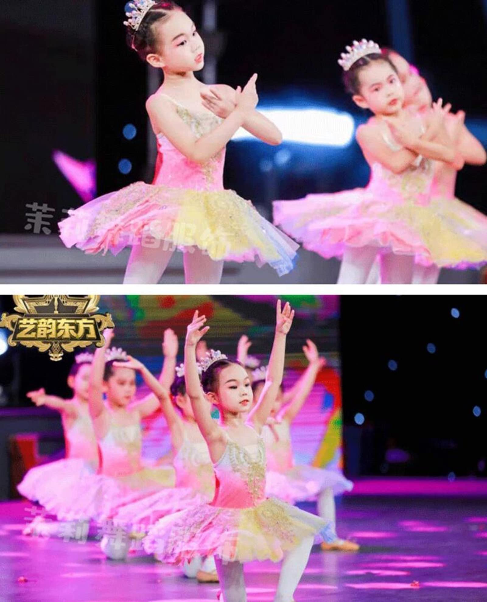 OTMYIGO Vestido de tutú de Ballet Profesional, Disfraz de Baile para niña, Bailarinas, tutú para Fiesta, Vestido de Carnaval,Rosado,150
