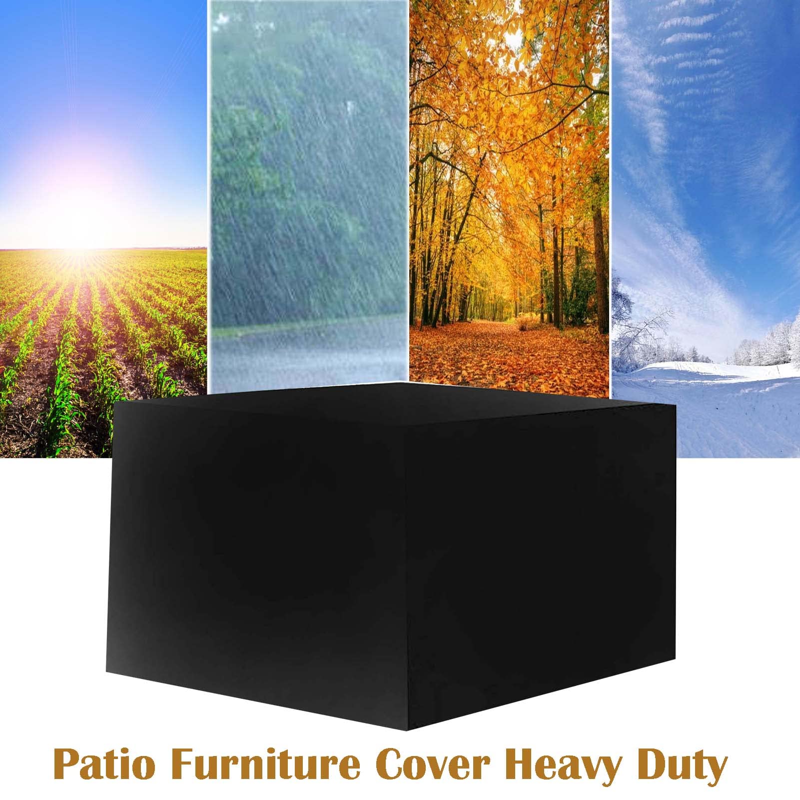Heavy Du - Funda impermeable de piel para patio, 115 x 115 x 70 cm, a prueba de polvo y rasgaduras, color negro, juego de fundas protectoras de piel para exteriores