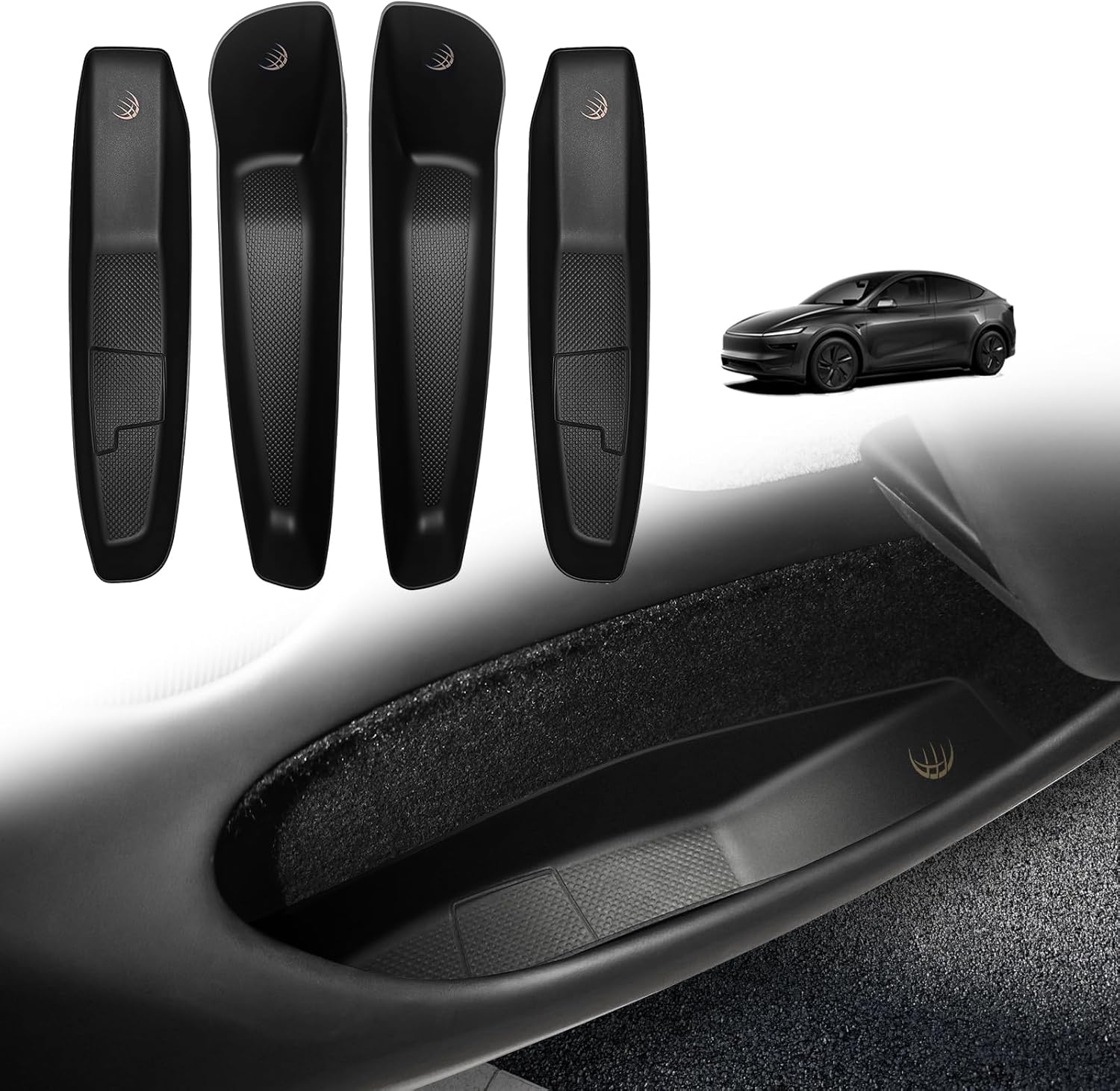 BestEvMod 4PCS Door Organizer Tray Compatible with 2026 Model Y Juniper Refresh Accessories Anti-Slip Easy to Clean Set of 4 Front & Rear Door Side Pocket Storage Box Insert Tray (Drop-in)