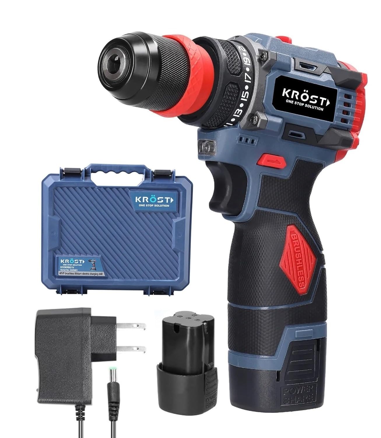 KROST Pro Series Brushless Cordless 18V Drill Motor Multi Function Drill, Metal Chuck - Torque Screwdriver Keyless Drill Chuck 2pcs 18V Li-Ion Batteries (B0CWY4V1W1) Amazon Price History, Amazon Price Tracker