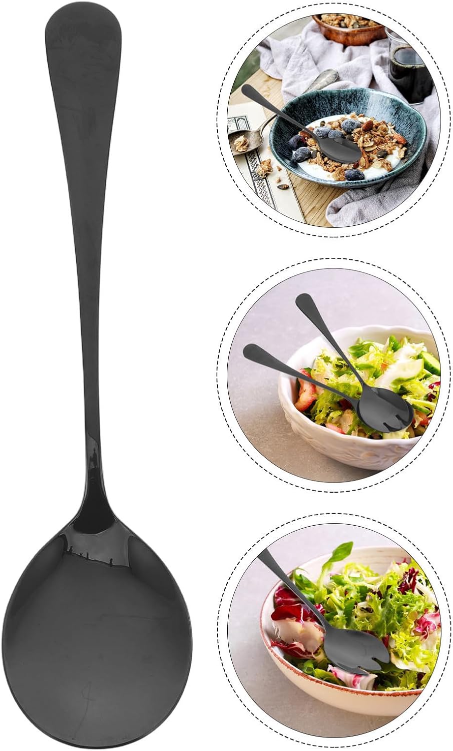 BESTYASH Stainless Steel Salad Servers Fork and Spoon with Ergonomic Design and Rust Resistance for Occasions, Stylish and Elegant Salad Tableware for Adults