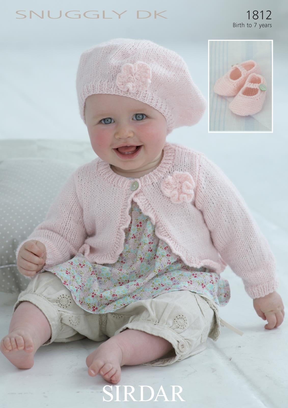 Sirdar 1812 Knitting Pattern Cardigan, Beret & Shoes in Snuggly DK