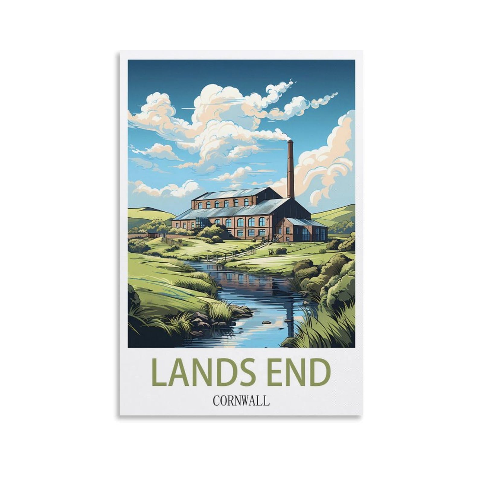 Retro Vintage Metal Tin Sign Land's End Cornwalls Vintage Retro Man Cave Bar Pub Shed Novelty Gift Tin Wall Décor Metal Sign 30x40cm