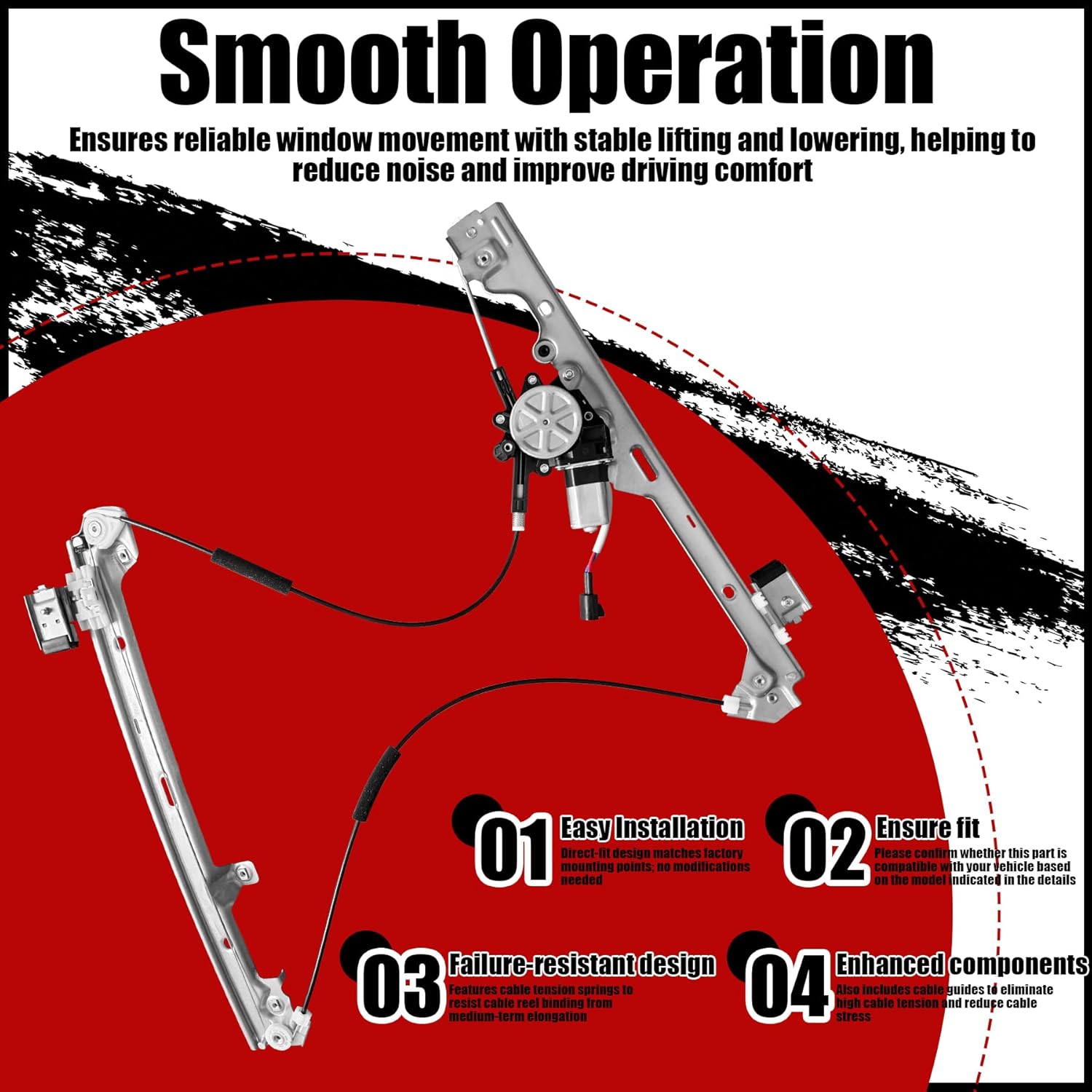 741-644 741-645 Front Driver and Passenger Side Power Window Regulator with 2-Pin Motor Replacement for Chevrolet Silverado Avalanche Suburban Tahoe GMC Sierra Cadillac Escalade 1999-2007 Set of 2