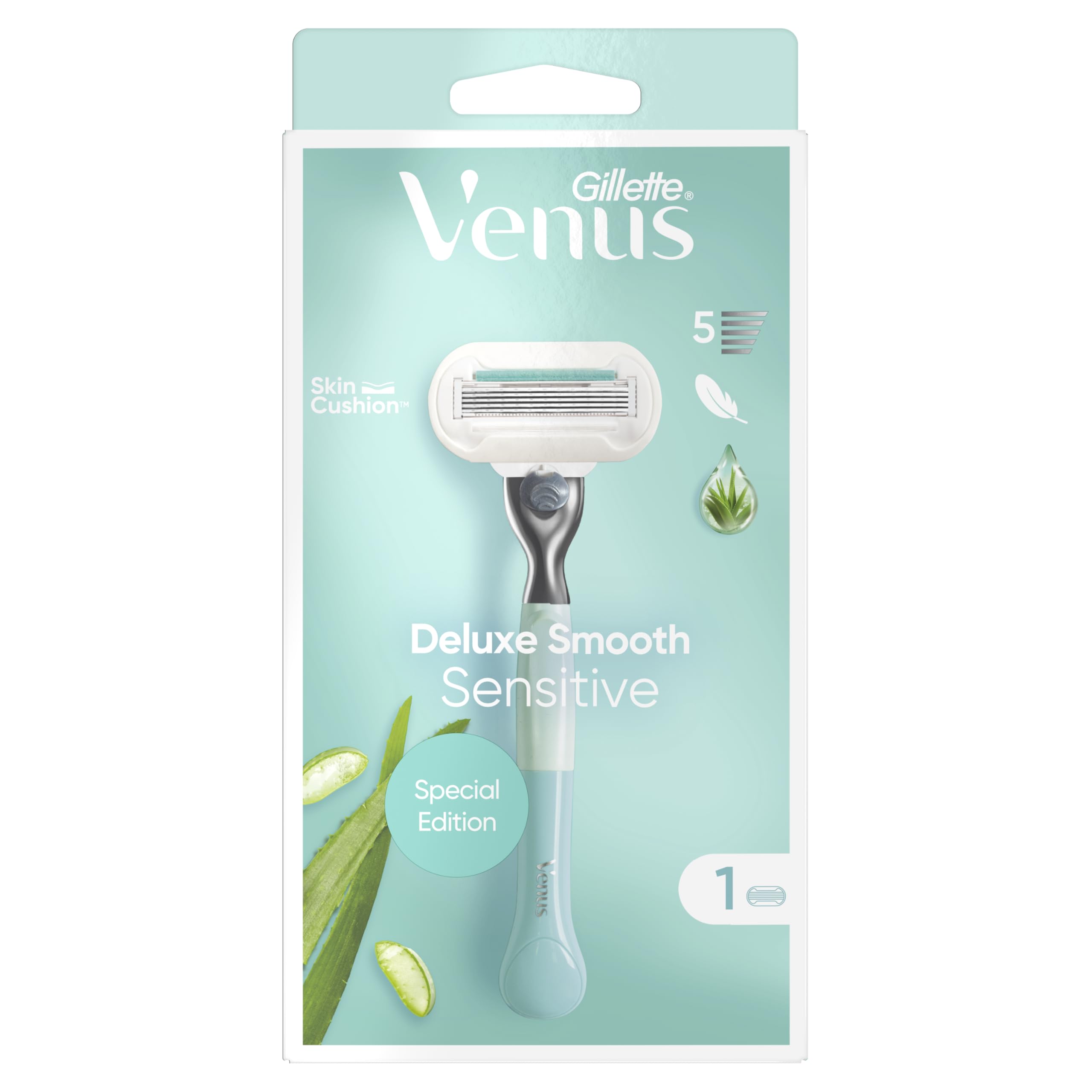 Gillette Venus V Editon Deluxe Smooth Sensitive – Maquinilla de afeitar para mujer + 1 cuchilla de afeitar con 5 cuchillas para mujer, regalo para mujeres