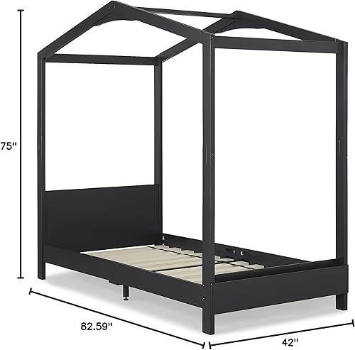 Miniatura 20 de Delta Children Poppy House - Cama individual de madera, cama con plataforma, no necesita somier, color blanco bianca Bianca Blanco,Rosa