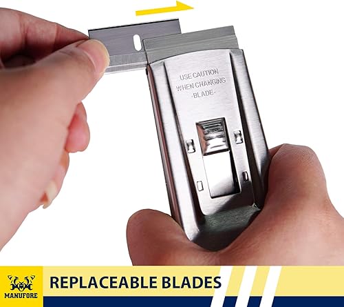 Miniatura 5 de Rascador portátil multiusos para limpiar vidrio, estufa, ventana, piso (1 raspador y 16 cuchillas de acero al carbono)