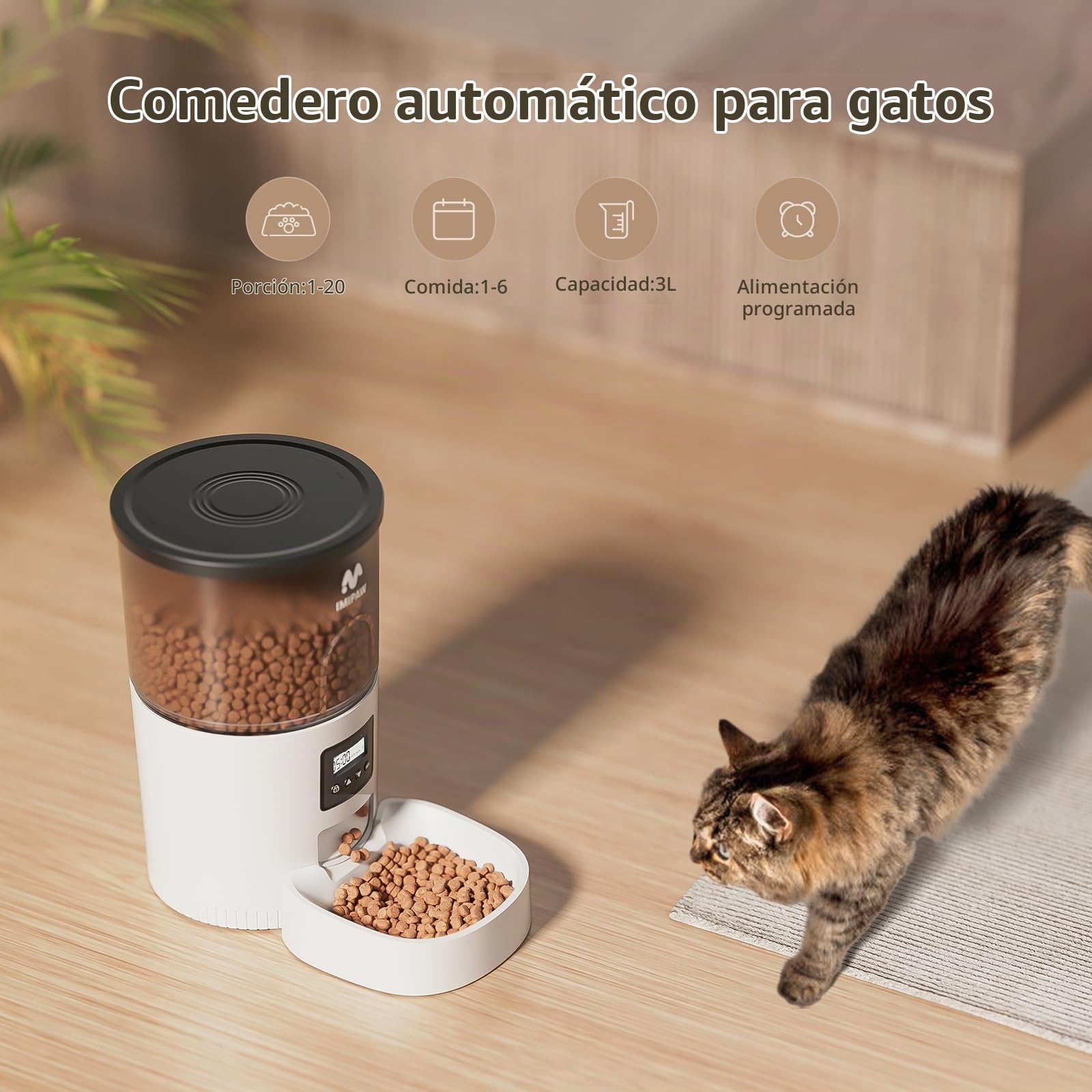 IMIPAW Comedero Gato Automatico y Fuente para Gatos Combo