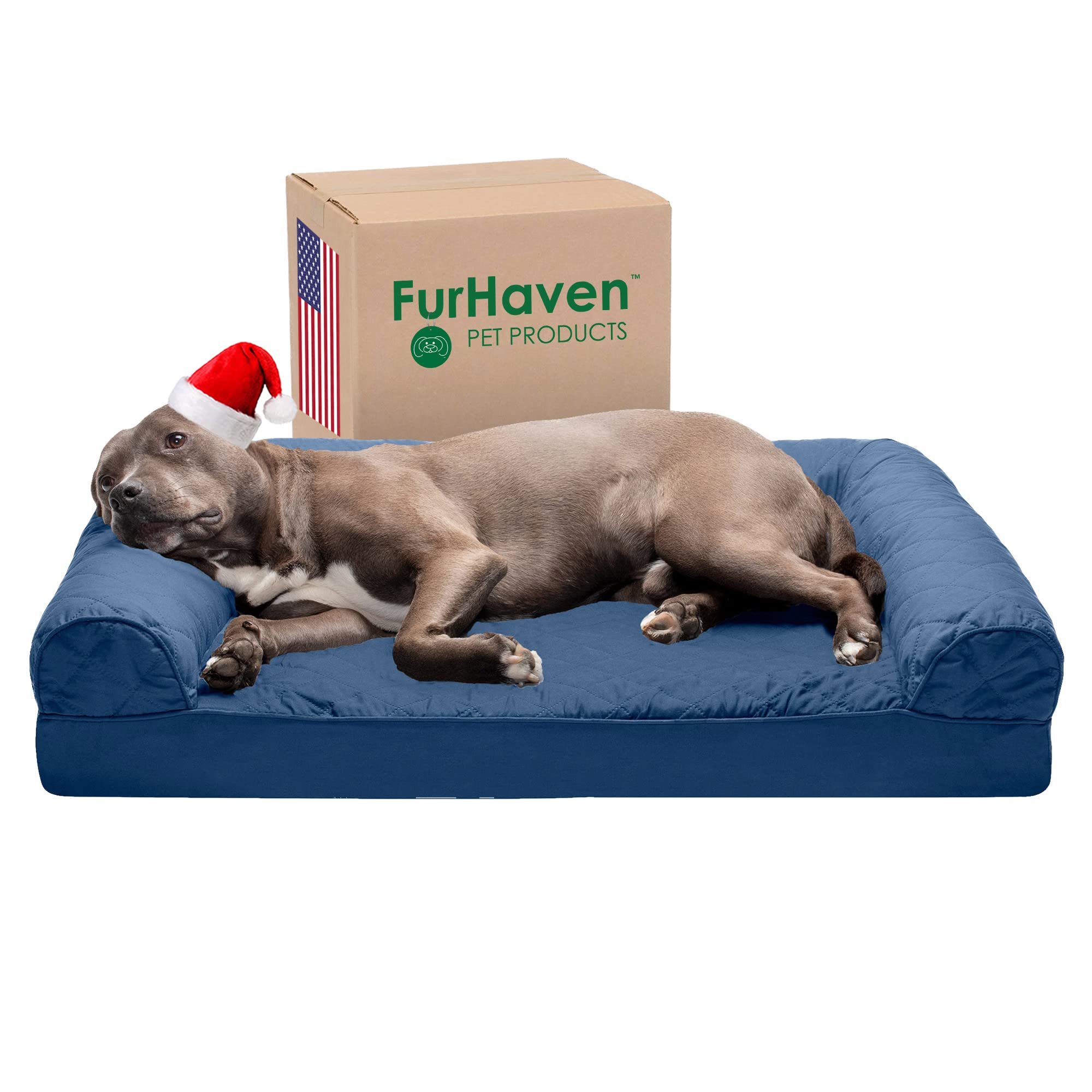 Furhaven Quilted SofaStyle Egg Crate Orthopedic Foam Dog Bed
