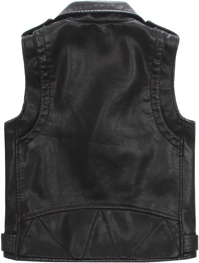 LJYH Children Faux Leather Motorcycle Vests Boys Joker Dress Coats Black