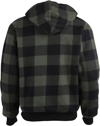 TanBridge Sherpa Fleece Lined Hoodie Big and Tall Plaid Flannel Jacket Winter Coats for Men Zip Up Winter Warm Sweatshirts