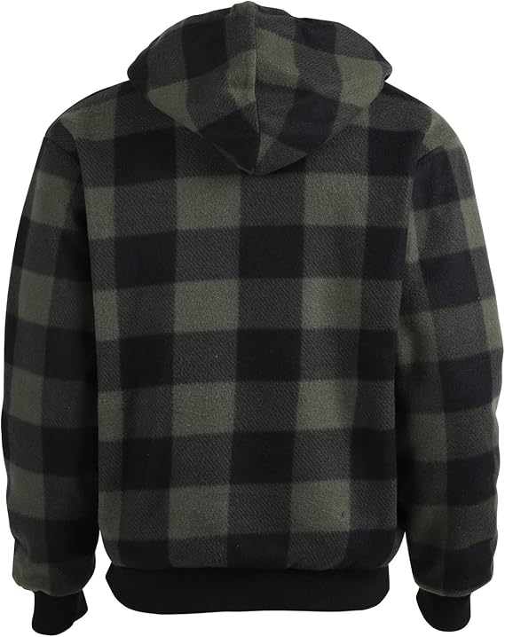 TanBridge Sherpa Fleece Lined Hoodie Big and Tall Plaid Flannel Jacket Winter Coats for Men Zip Up Winter Warm Sweatshirts