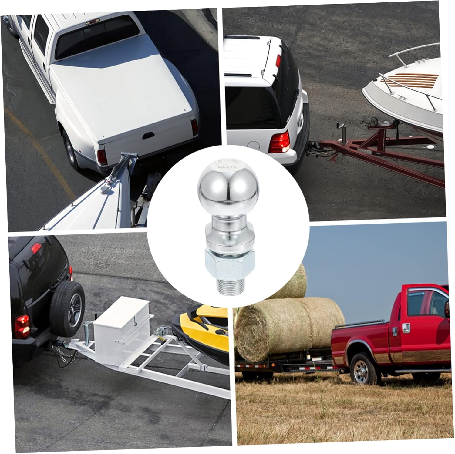 Cabilock High Strength Trailer Hitch Tow Ball with Nut and Lock Washer Rust Resistant Galvanized Chrome Plated Connector for Gross Trailer Weight Easy Installation Replacement Part