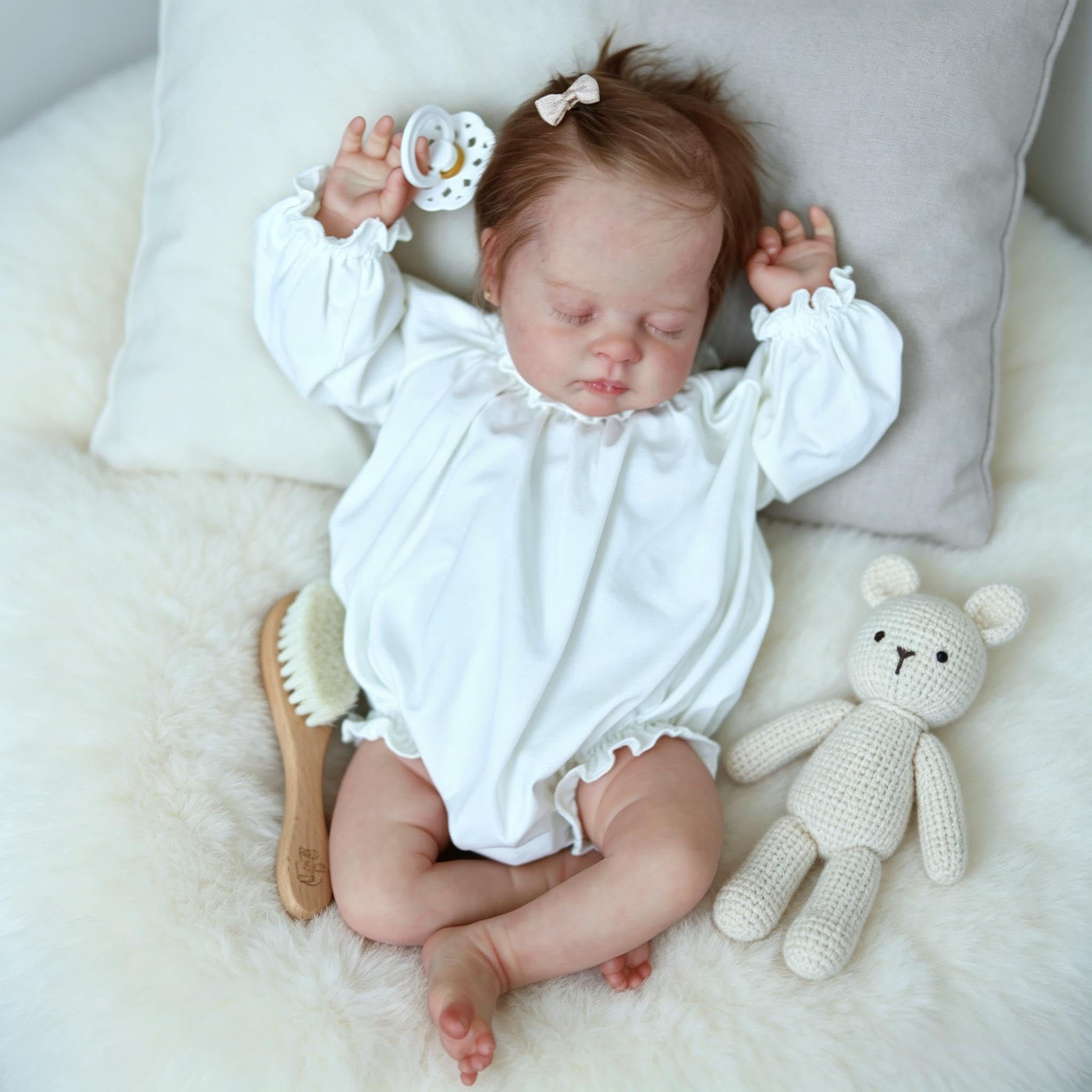 RXDOLL Realistyczne lalki Reborn Baby Dolls 48 cm śpiące lalki dla noworodków, które wyglądają jak prawdziwa lalka Reborn, miękka winylowa tkanina, obciążona realistyczna lalka niemowlęca z zabawkami