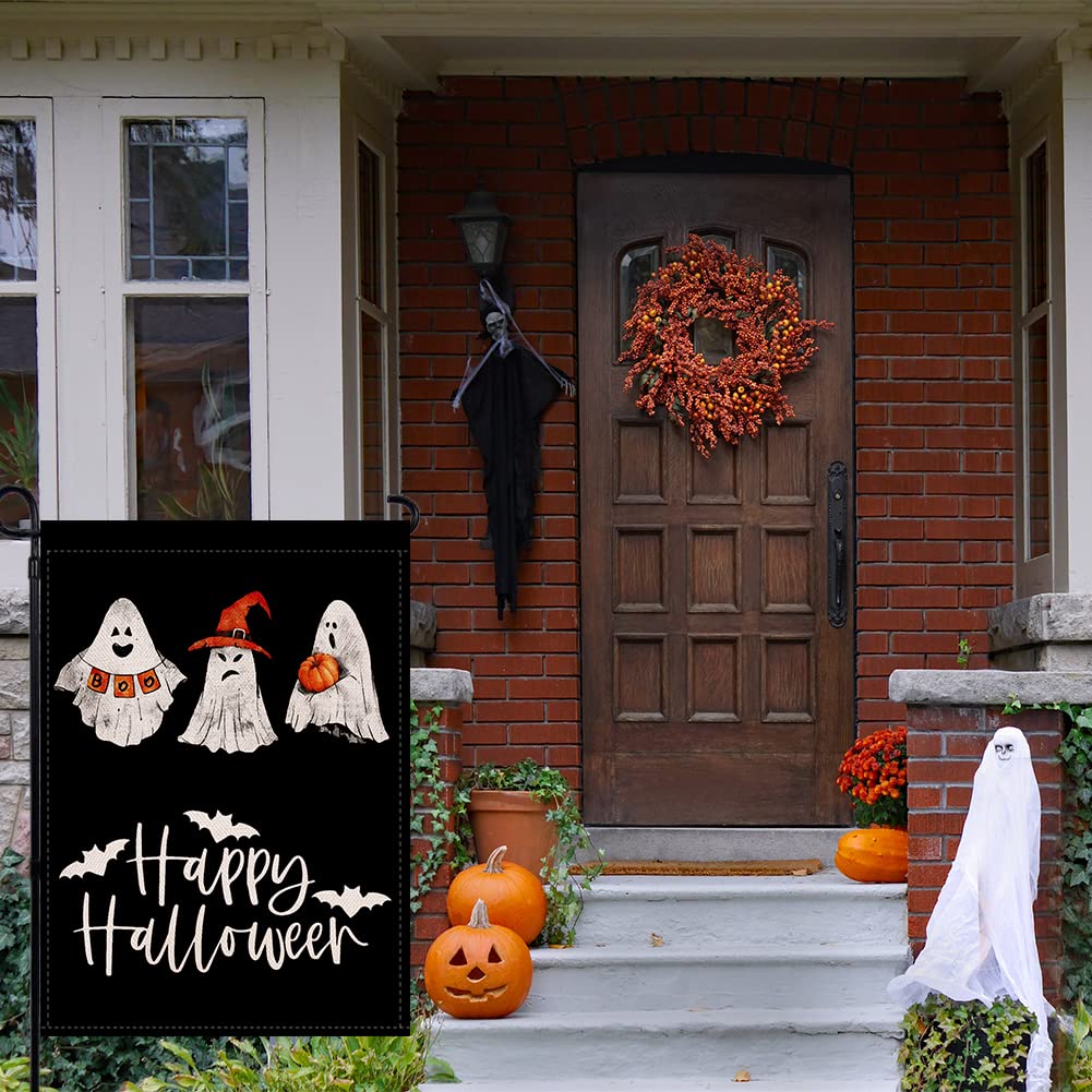 ESTTOP Happy Halloween Gartenflagge – 31,8 X 45,7 Cm, Doppelseitig, Kürbis-Motiv – Perfekt Für Terrasse Und Vorgarten
