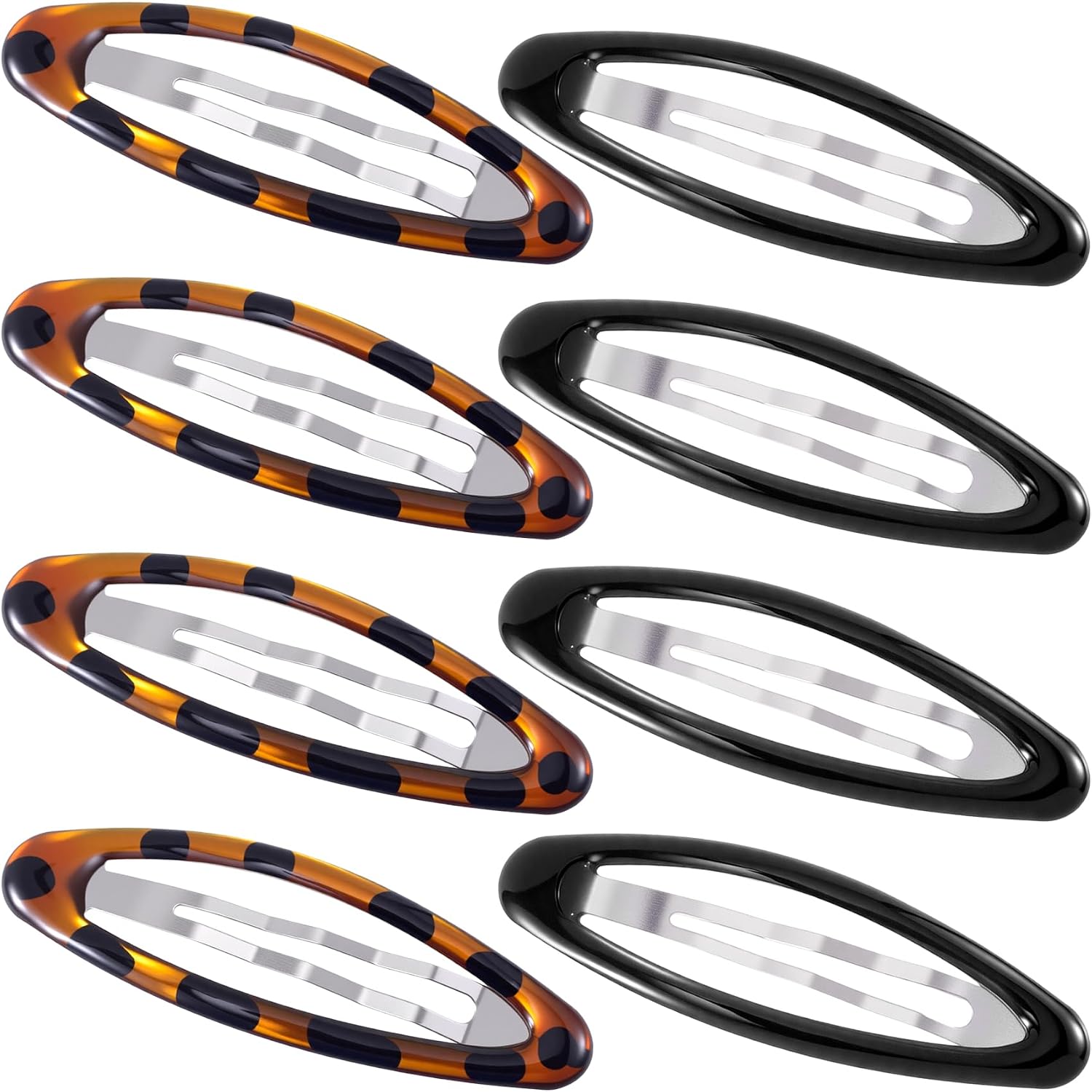 8Pcs Snap Hair Clips for Women, Oval Snap Barrettes, 2 Color