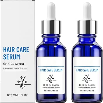 Ghk-Cu Copper Peptide Serum For Hair,Ghk-Cu Copper Peptide Hair Serum For Dry Damaged Hair,Strengthens&Thickens Hairs,Dry Scalp Moisturizing Support, Non Greasy. 2pcs