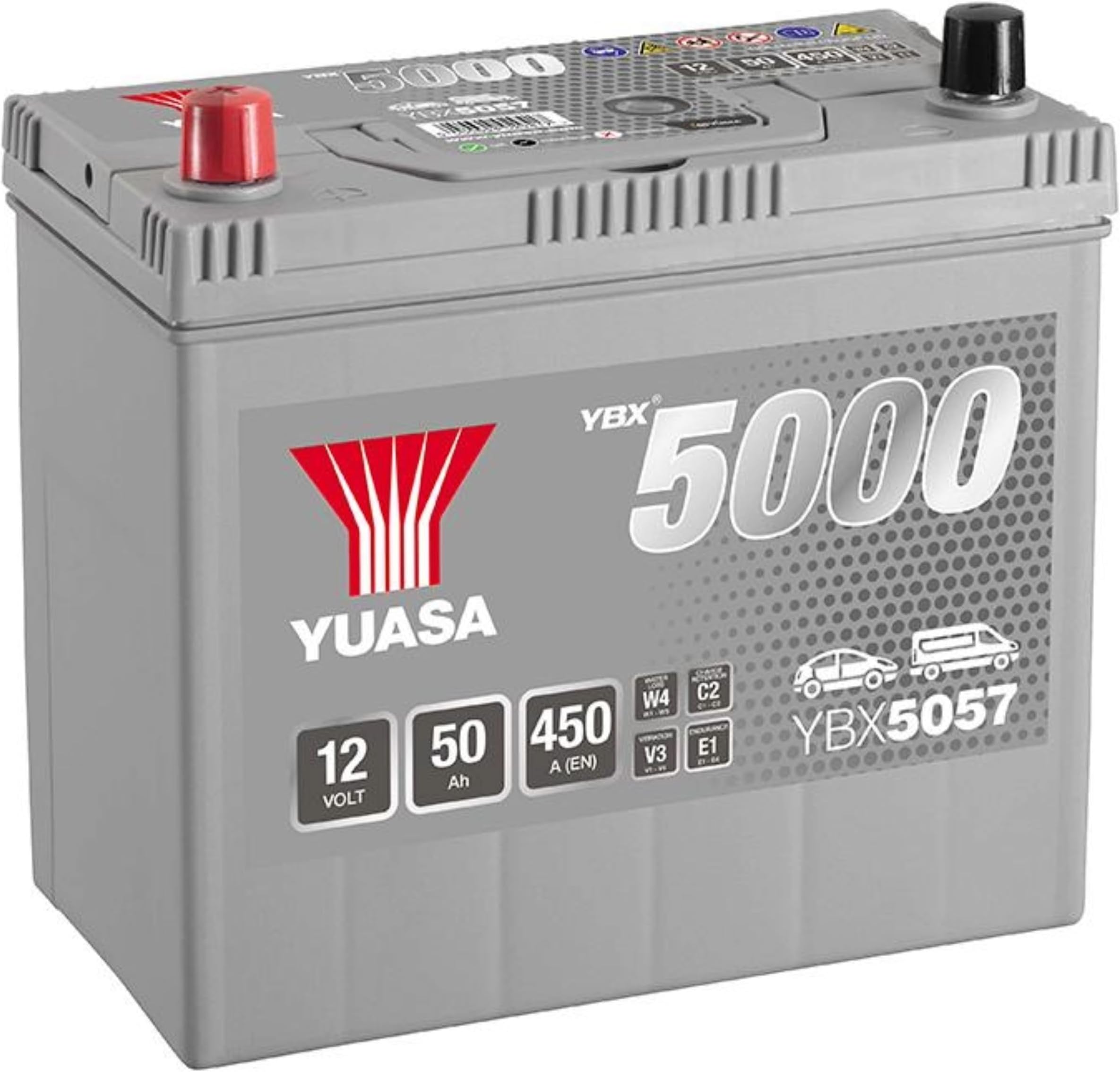 Yuasa YBX5057 12V 50Ah 450A Silver High Performance Battery