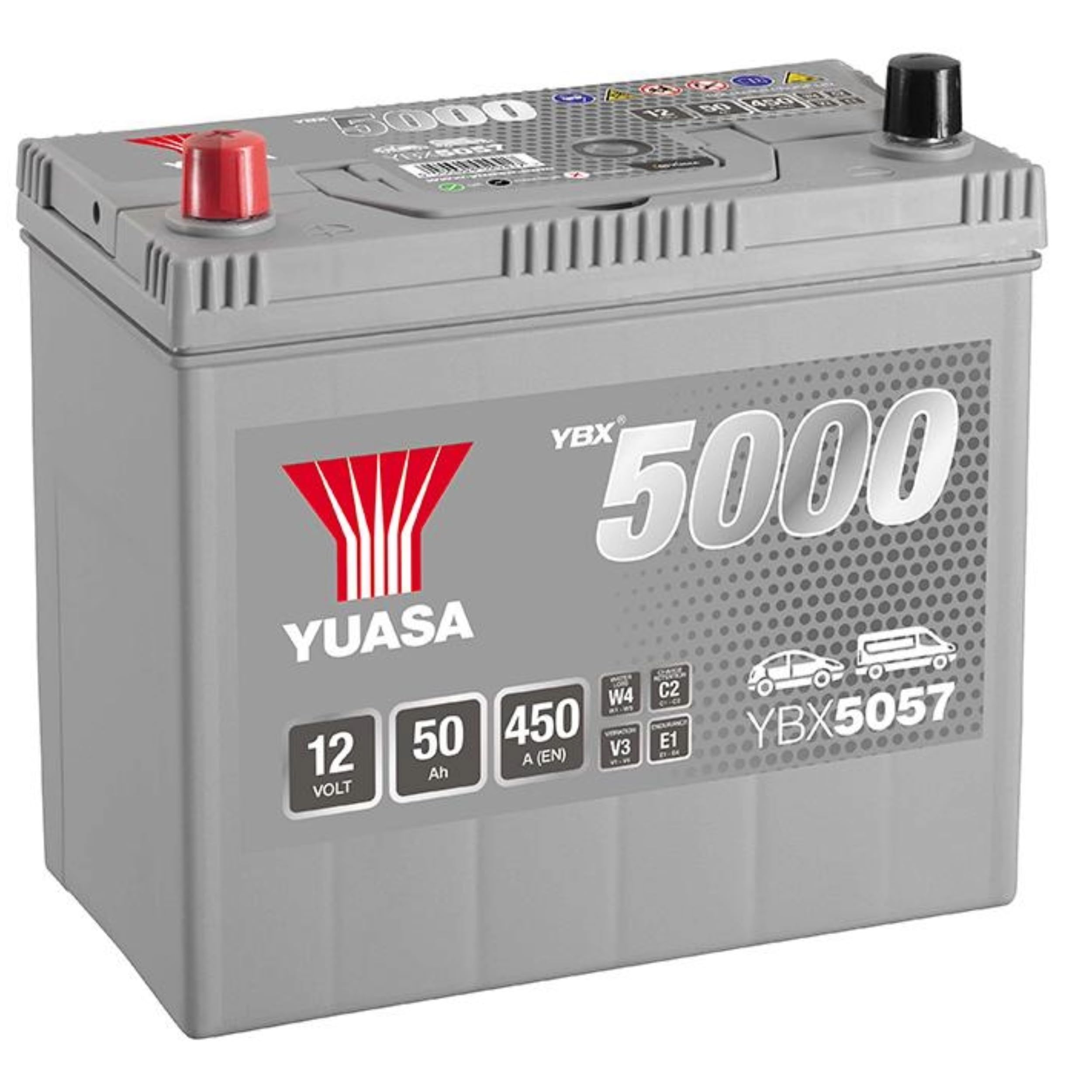 Yuasa YBX5057 12V 50Ah 450A Silver High Performance Battery