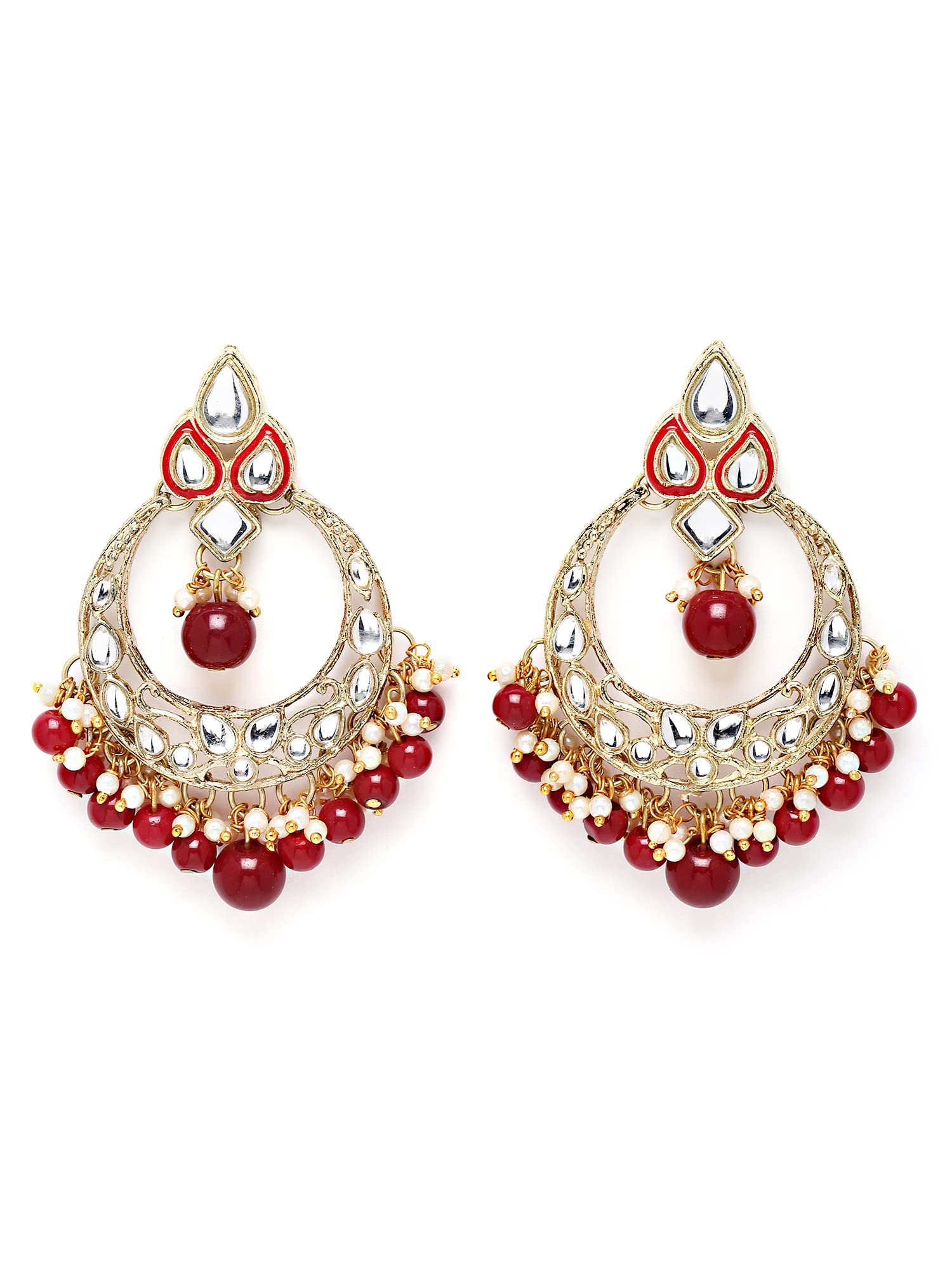 Karatcart Gold Plated Red Beads Studded Kundan Chandbali Earrings for Women (B0BHWVBKSQ) Amazon Price History, Amazon Price Tracker