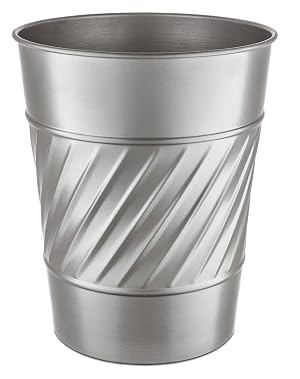 Monarch Abode Metal Bathroom Trash Can Waste Basket for Bedroom Office Desk Dorm Handcrafted Wave Embossed Durable Decorative