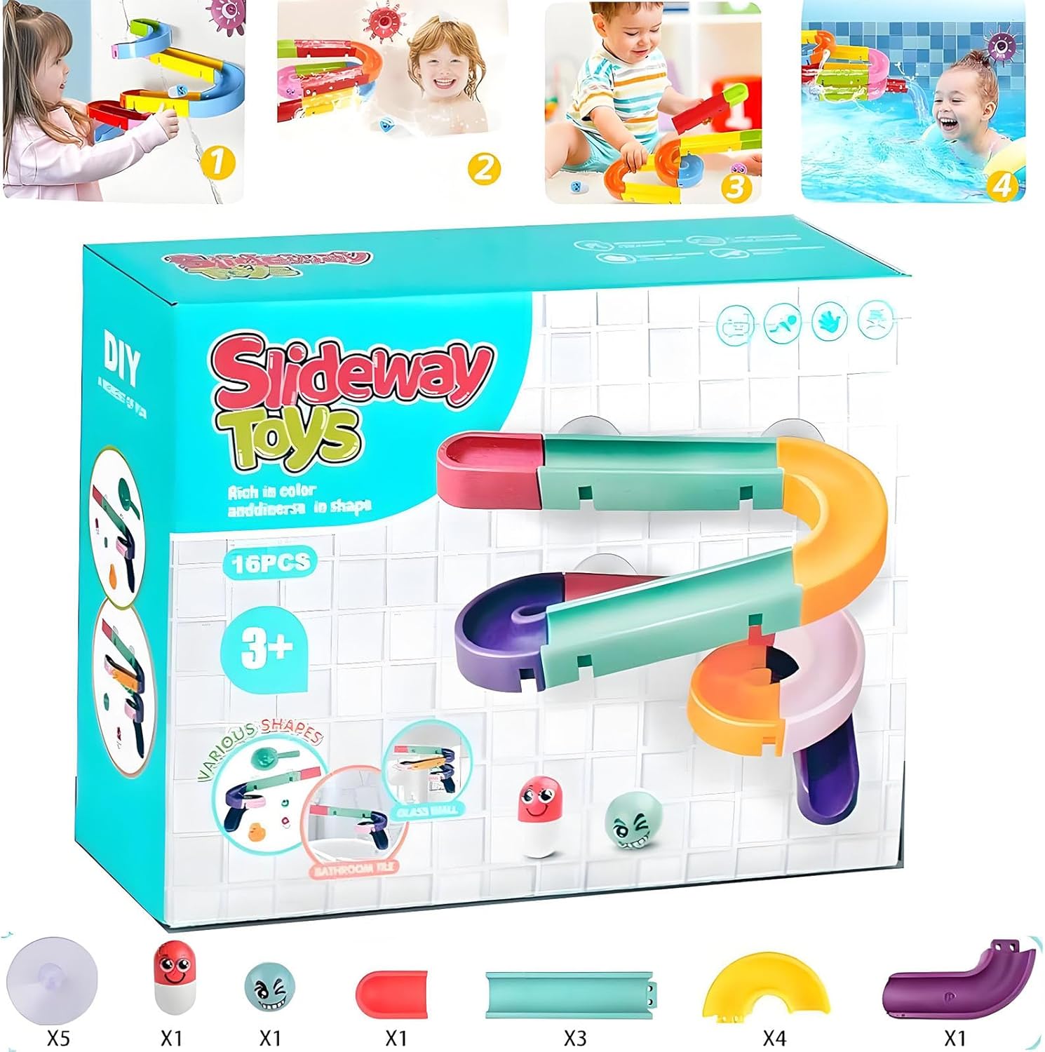 Interactive Bathtub Slide Set Toddler Bath Toys, Duck Water