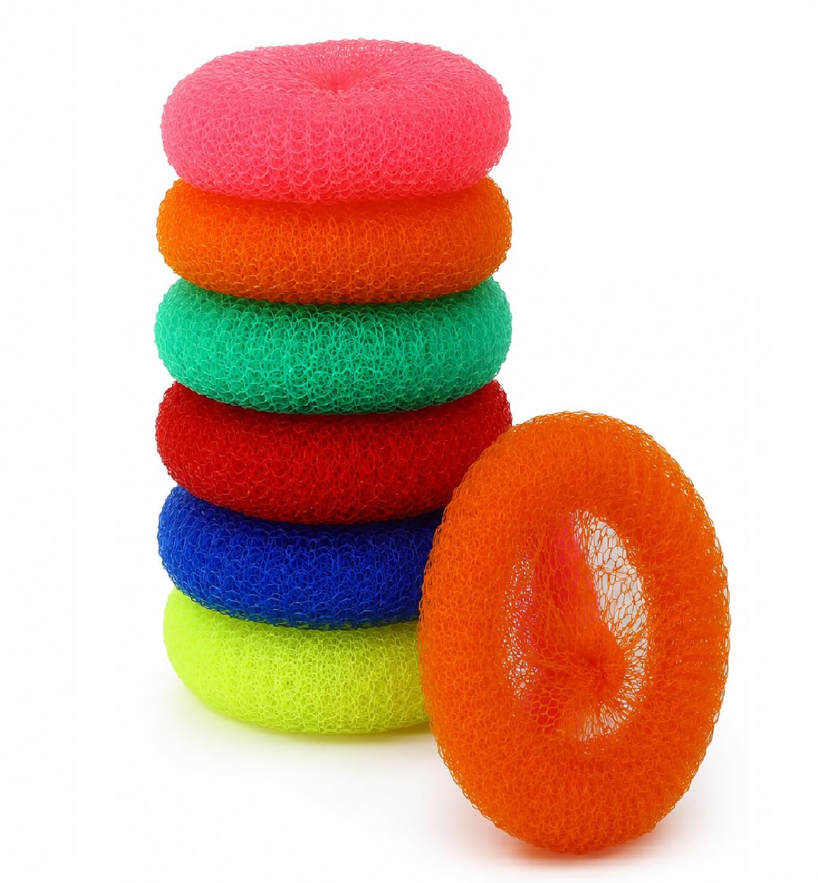 MoonEyes Plastic Round Scrubber Pads for Kitchen Utensils, Dishes, Sinks, Counters, Multicolour, (Pack of 6)-image-16
