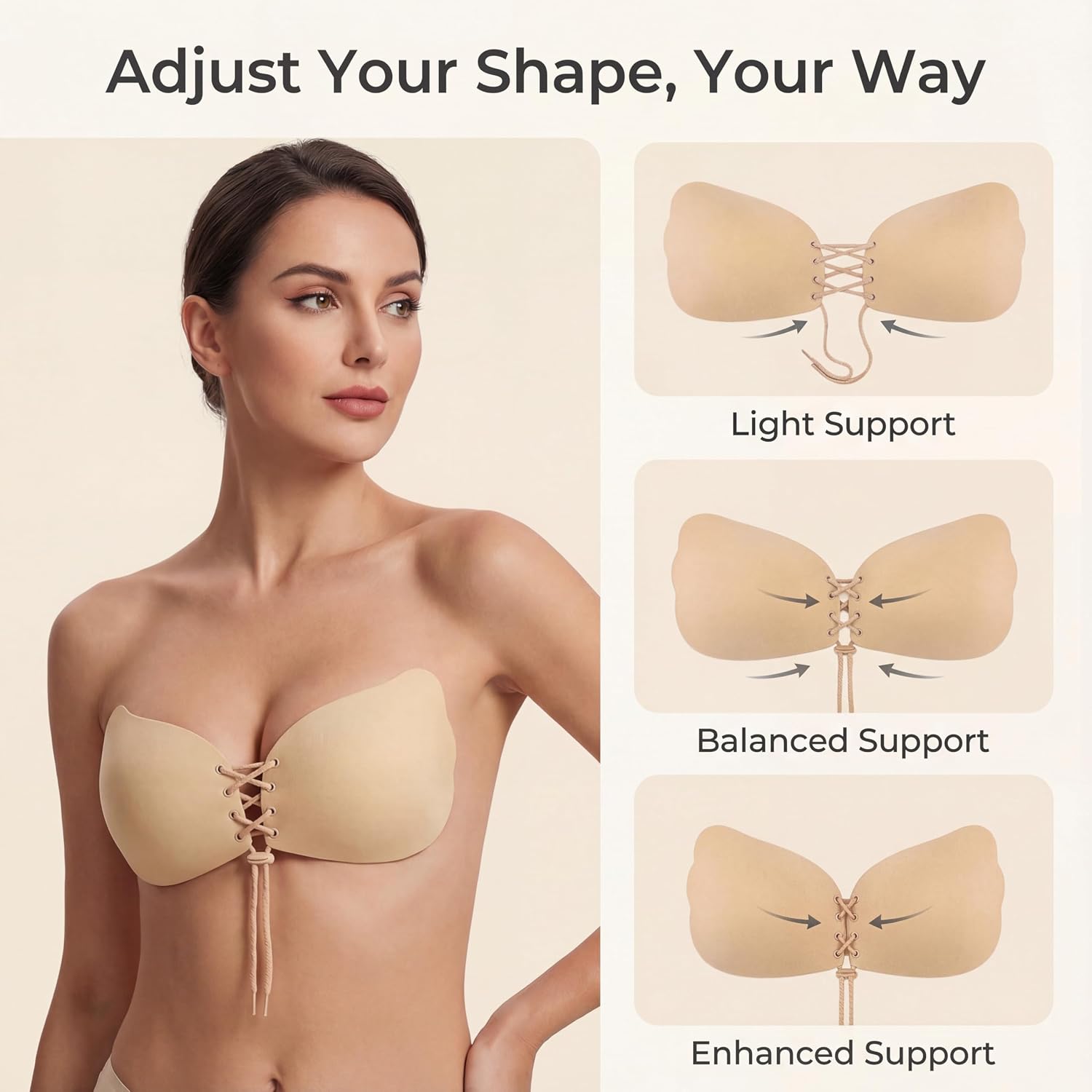 Strapless Sticky Bra Strapless Backess Bra Push up Bra for Women 2 Pairs Black and Nude Color