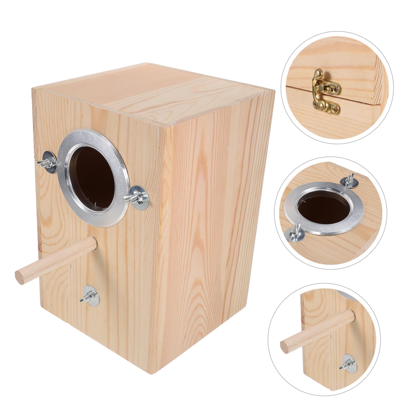 BESPORTBLE Nistkasten Für Wellensittiche Vogelhaus Aus Holz Quadratischer Brutkasten Gartenvogelhaus Mit Mulde Für Fütterung Idealer Nistplatz Für Garten Und Außennutzung