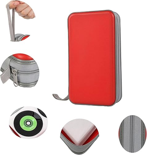 Miniatura 33 de UENTIP Estuche portátil para CD de capacidad para 96, portátil y de plástico duro, organizador de CD, cartera, almacenamiento de DVD (96, naranja)