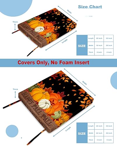 Miniatura 5 de IndoorOutdoor Waterproof Seat Cushion Cover, Happy Fall Pumpkin Patio Chair Seat Cushion Slip Cover 4 Pack Chair Cushion Cover with Ties 24"x24"