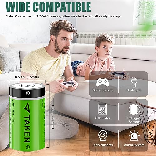 Miniatura 2 de Taken Batería CR123a 123 baterías de litio de 3.7 V 800 mAh baterías recargables paquete de 8 para cámaras Arlo (VMC3030VMK3200VMS33034303530),