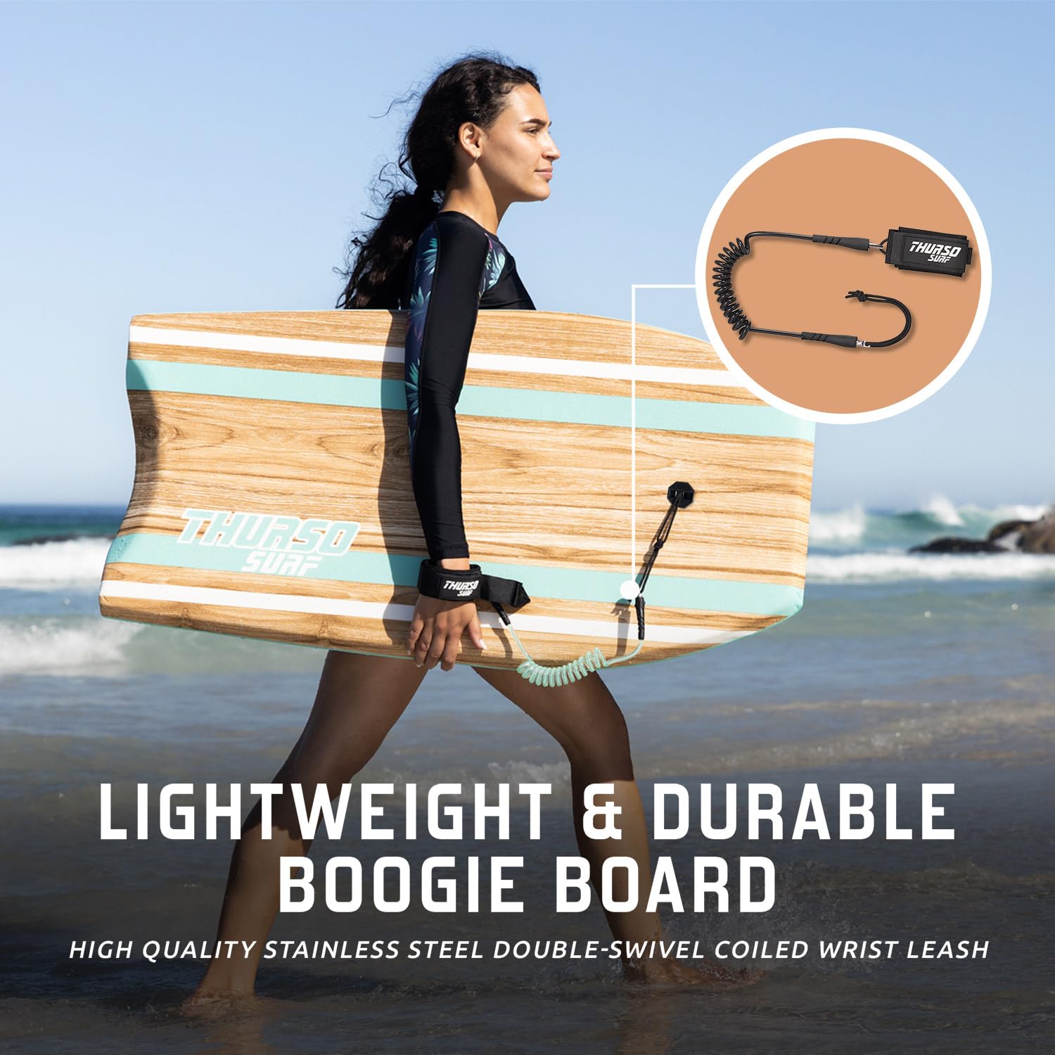 Thurso SURF Quill Bodyboard, 106,7 cm, leicht, langlebig, EPS-Core, IXPE-Deck, HDPE, Glatte Unterseite, FRP, Stringer, Halbmondschwanz, zweikanaliges Kunststoffgeflecht mit doppeltem
