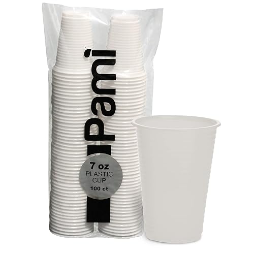 PAMI 7 oz Plastic Party Cups White 100 Ct