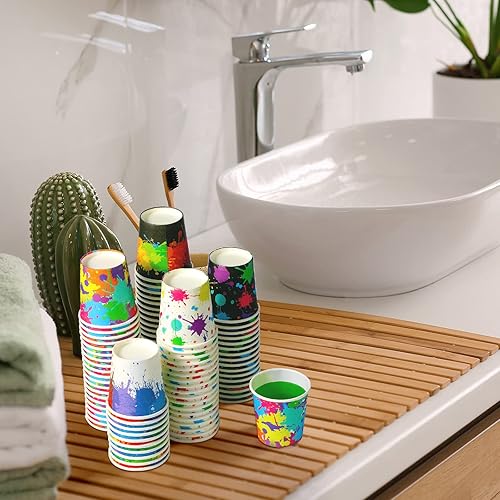 Miniatura 4 de 500 vasos de papel para artistas vasos de papel desechables de neón vasos de baño de arte para enjuague bucal vasos de papel de color mini
