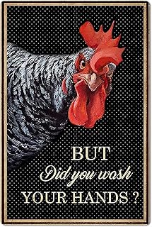 27 Handmade Chicken Decor Ideas For Farmhouse Kitchens 14 Flyhaw Funny Chicken Coop Metal Tin Sign But Did You Wash Your Hands Ran...