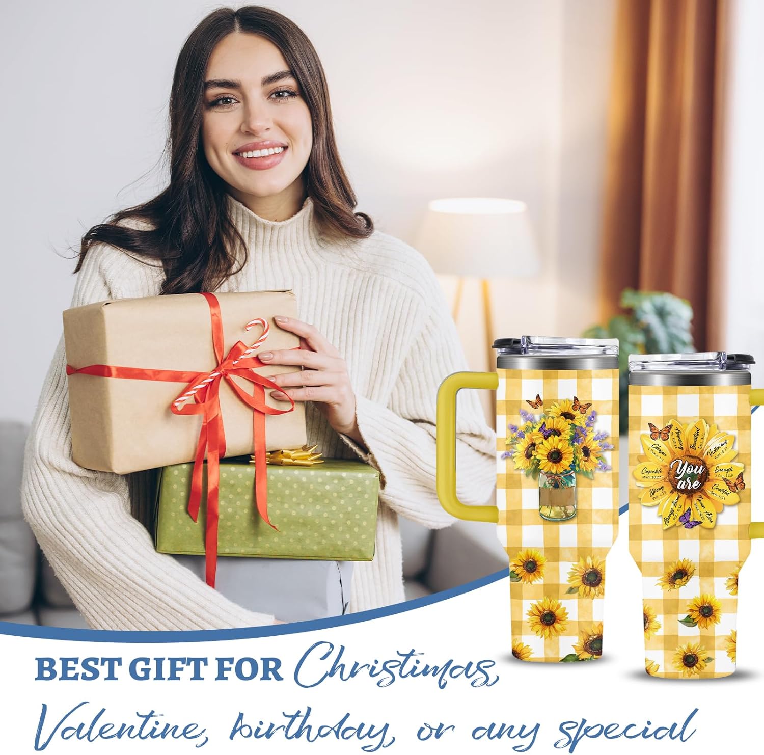 Sunflower Tumbler For Women, 30 Oz Sunflower Christian Stainless Steel Tumbler, Christmas Gifts For Women Mom Sister Best Friends, Christian Bible Coffee Insulated Cup - Image 7