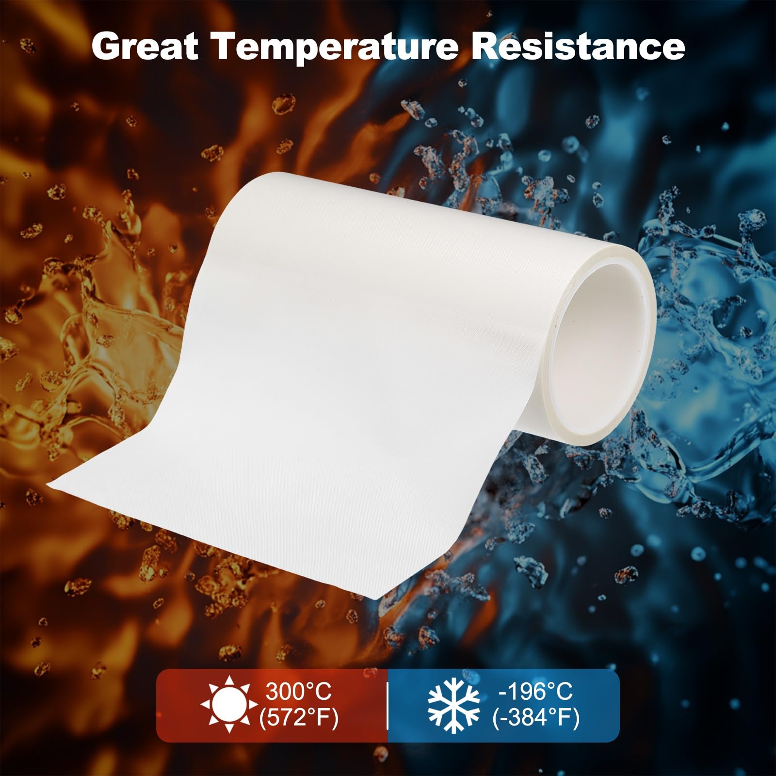 PATIKIL Nastro resistente al calore 7,87 pollici x 33 piedi PTFE | spessore 0,13mm, bianco, adesivo impermeabile, per protezione isolamento macchina sottovuoto