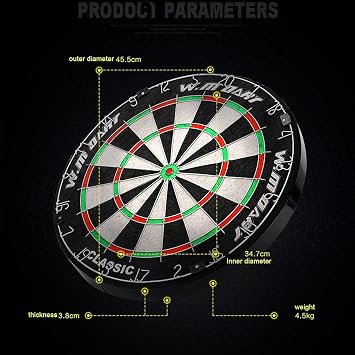 Bristle Dartboard Cabinet Set Dartgame Center with Self-Healing Sisal/Double-Sided Dartboard, 18 Professional Dart Board Set with 6 Tip Darts, Classic Dartboard with Cabinet